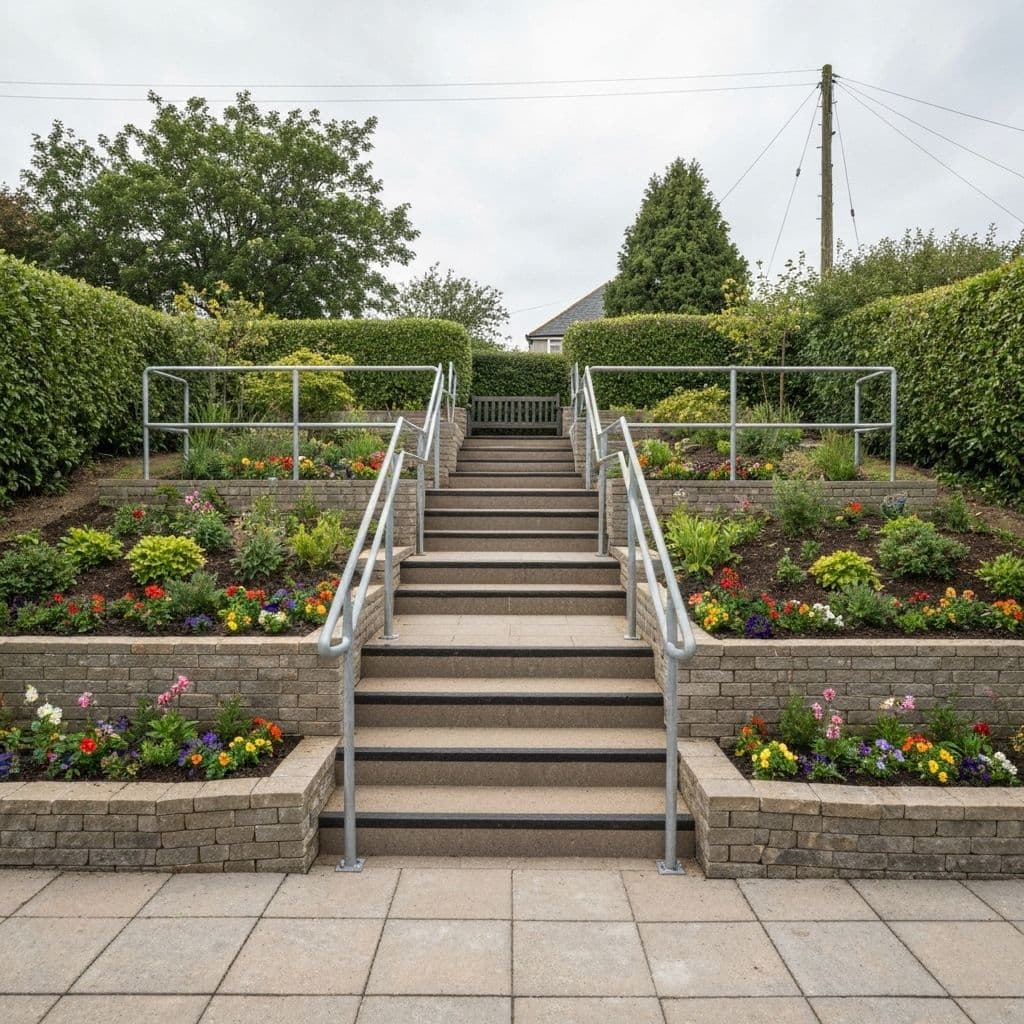 Completed garden steps project showing safe accessible design