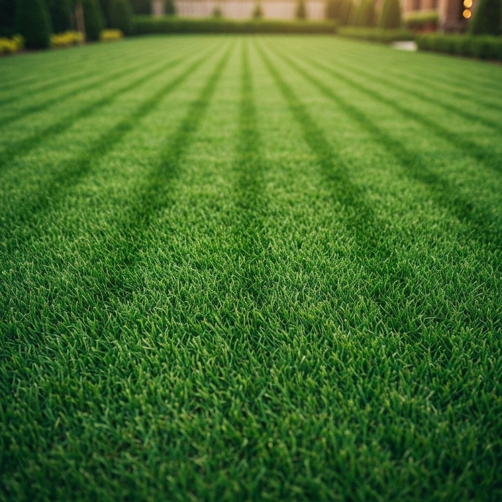 Completed lawn care transformation in Belfast showing healthy green lawn